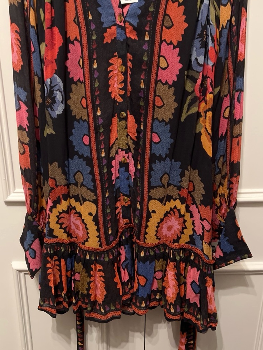 FARM Rio Black Multicolor Paisley-Print Ruffle Mini Dress - Picture 5 of 5
